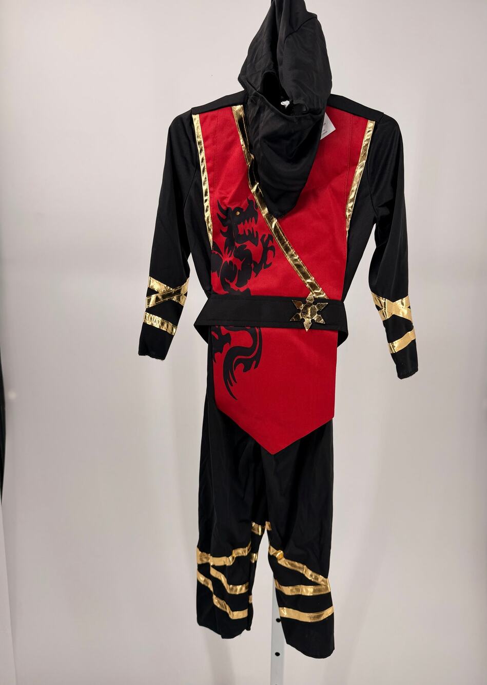 Kids Ninja Costume 2T-3T Red Black Gold Hooded Dragon Halloween NEW